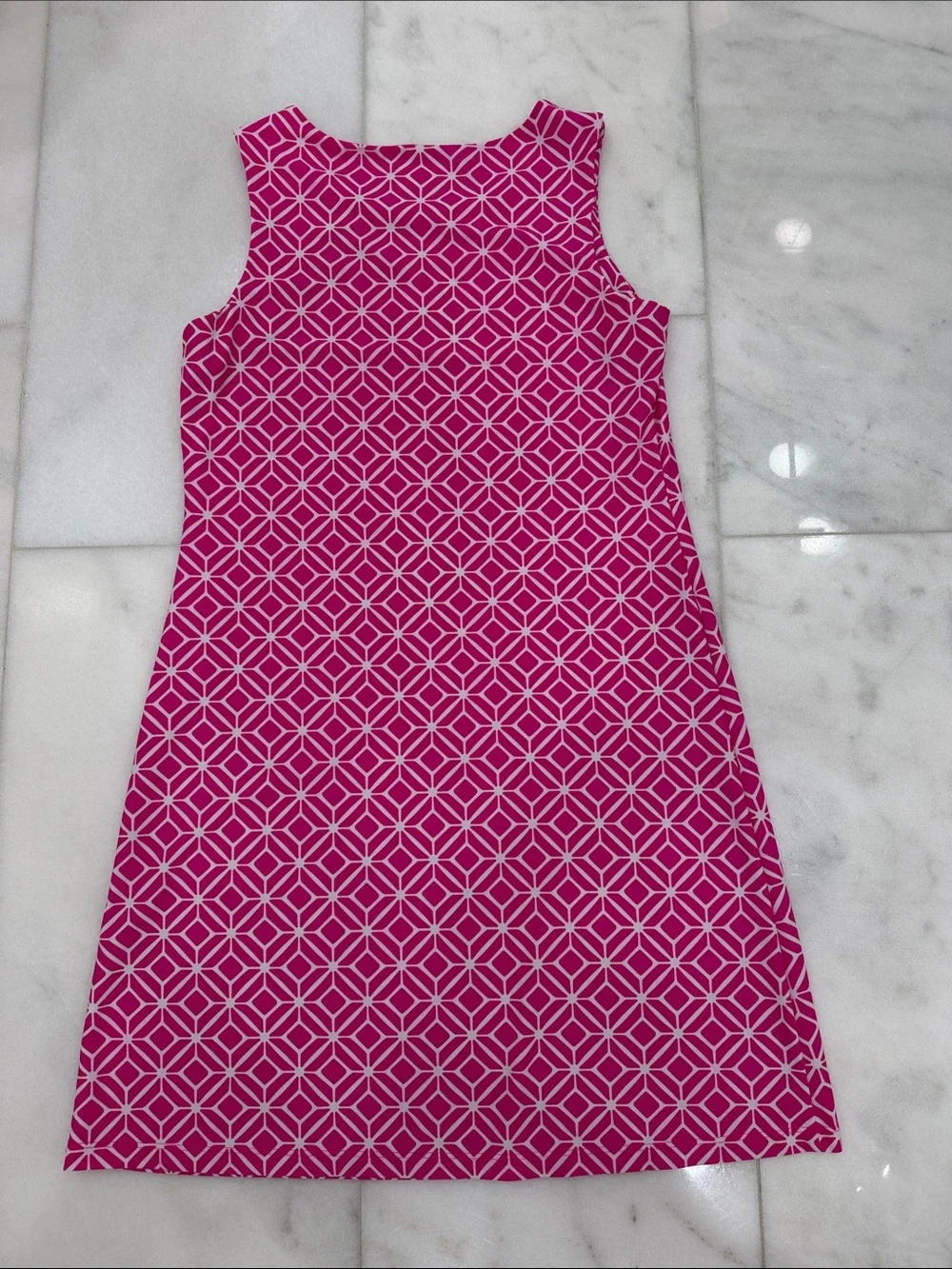 Jude Connally Hot Pink Geometric Sleeveless Shift